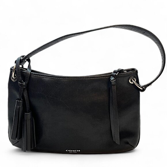 VTG Coach Legacy H1393-26601 Leather Gusset Black & Silver Shoulder Strap Purse - Picture 1 of 15